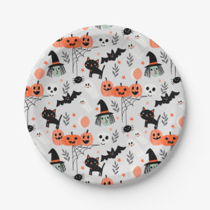 かわいい子どもたちハロウィン紙プレート灰色 ペーパープレート