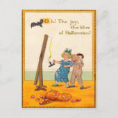 かわいい子どもたちハロウィーンのカボチャのちょうちん ポストカード (正面)