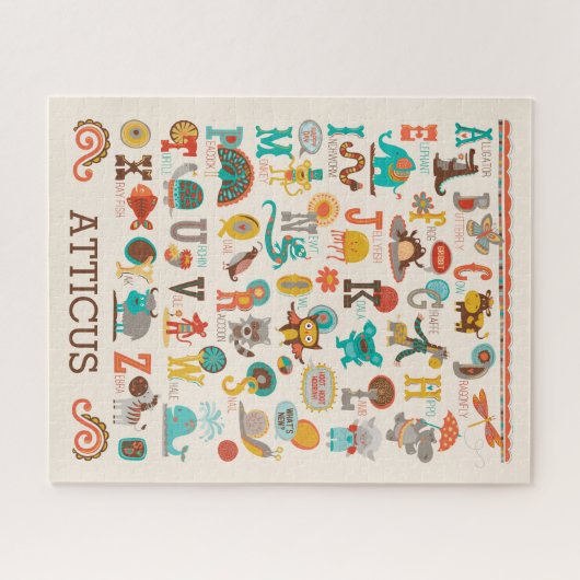 かわいい子どもたちABC動物のアルファベッパーソナライズされたト ジグソーパズル (横)