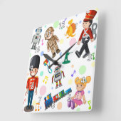 かわいい子どものおもちゃ漫画 スクエア壁時計 (傾斜)