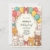 かわいい子どものかわいい誕生会 招待状 (正面)