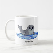 かわいい子どものアシカの漫画の子供 コーヒーマグカップ (左)