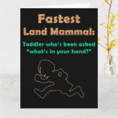 かわいい子どものユーモア：最速陸上哺乳動物の幼児おもしろい カード (黄色い花)
