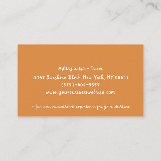 かわいい子どもの保育所サファリ動物 名刺 (裏面)