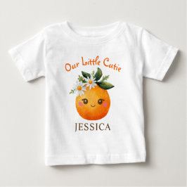 かわいい子どもの名前 オレンジのフルーツ ベビー 水彩 ベビーTシャツ