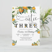 かわいい子どもの柑橘類の誕生日招待状 招待状 (スタンド正面)