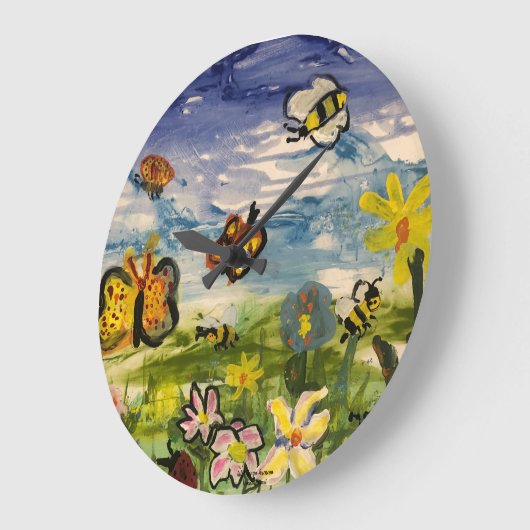 かわいい子どもアート ラージ壁時計 (傾斜)