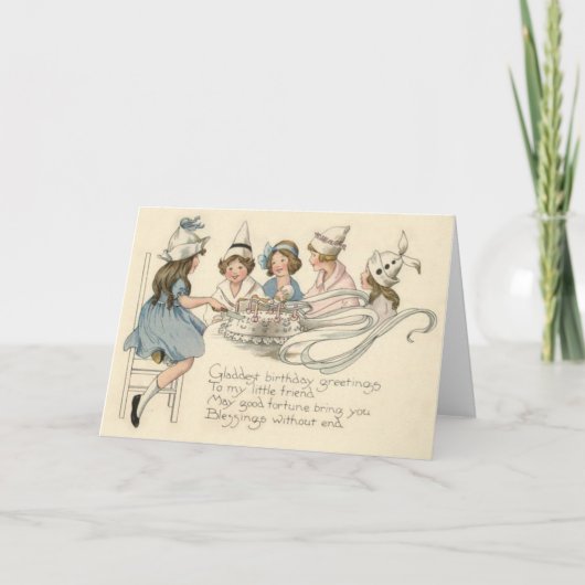 かわいい子どもカッティングお誕生日ケーキパーティー カード (正面)