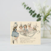 かわいい子どもカッティングお誕生日ケーキパーティー ポストカード (スタンド正面)