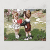 かわいい子どもカップルハートデイジー ポストカード (正面)