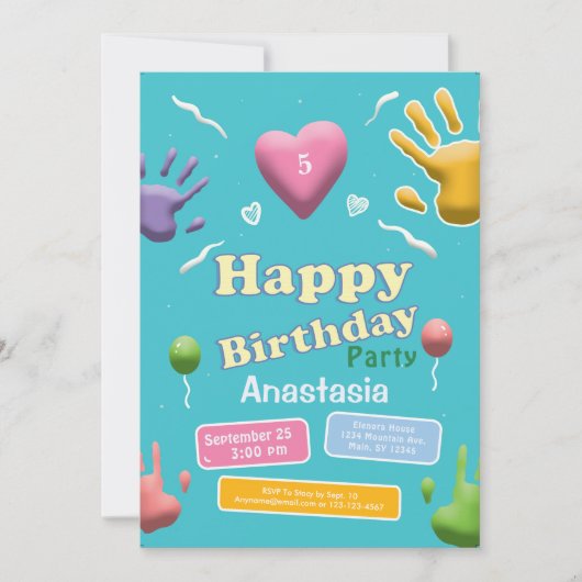 かわいい子どもキッド誕生日おもしろいパーティの招待状 招待状 (正面)