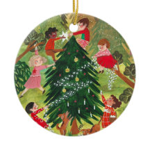 かわいい子どもクリスマスツリーイラストレーション