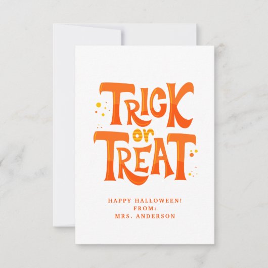 かわいい子どもハロウィーン教室カードのトリックまたは治療 招待状 (正面)