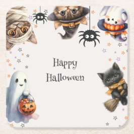 かわいい子どもハローウィンパーティ スクエアペーパーコースター
