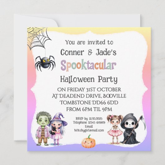 *かわいい子どもハローウィンパーティ 招待状 (正面)