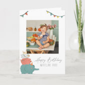 かわいい子どもパーティー動物 |フォト誕生日カード カード (正面)