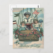 かわいい子どもホットエアバルーンバラ ポストカード (正面/裏面)