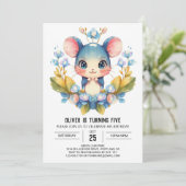 かわいい子どもマウス誕生日 招待状 (スタンド正面)