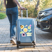 かわいい子ども友だち多くの型枠輪郭 シール (スーツケースインサイチュ)