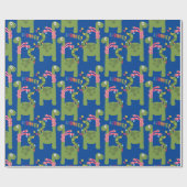 かわいい子ども恐竜のクリスマス ラッピングペーパー (フラット)