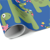 かわいい子ども恐竜のクリスマス ラッピングペーパー (ロールコーナー)