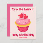 かわいい子ども教室バレンタインデー甘いカップケーキ シーズンカード (正面/裏面)