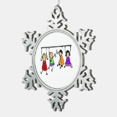 かわいい子ども漫画の持ち主スピーチの言葉 スノーフレークピューターオーナメント (右)