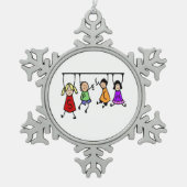 かわいい子ども漫画の持ち主スピーチの言葉 スノーフレークピューターオーナメント (正面)