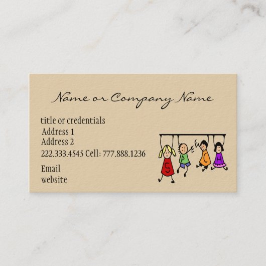 かわいい子ども漫画の持ち主スピーチの言葉 名刺 (正面)