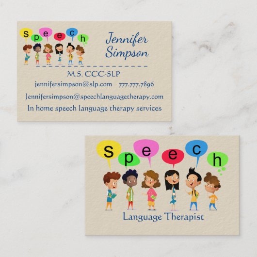 かわいい子ども漫画の持ち主スピーチの言葉 名刺 (正面/裏面)