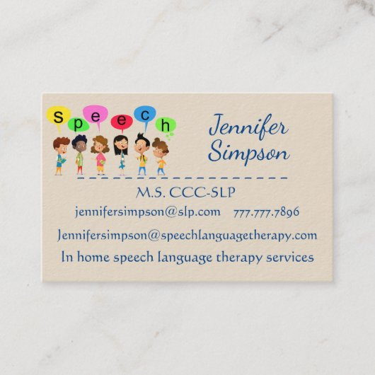 かわいい子ども漫画の持ち主スピーチの言葉 名刺 (正面)