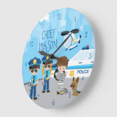 かわいい子ども漫画の警官(ファーストネーム) ラージ壁時計 (傾斜)