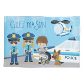 かわいい子ども漫画の警官（ファーストネーム） 枕カバー (裏面)