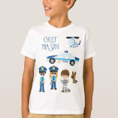 かわいい子ども漫画の警官(ファーストネーム) Tシャツ (正面)