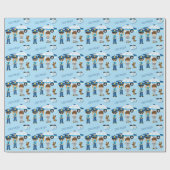 かわいい子ども漫画の警官(名前は青) ラッピングペーパー (フラット)