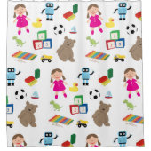 かわいい子ども玩具パターン シャワーカーテン (正面)