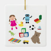 かわいい子ども玩具パターン セラミックオーナメント (裏面)
