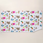 かわいい子ども玩具パターン ビーチタオル (正面)