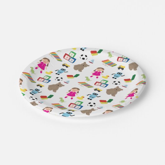 かわいい子ども玩具パターン ペーパープレート (アングル)