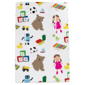 かわいい子ども玩具パターン ミディアムペーパーバッグ (正面)