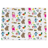 かわいい子ども玩具パターン ラージペーパーバッグ (正面)