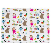 かわいい子ども玩具パターン ラージペーパーバッグ (裏面)