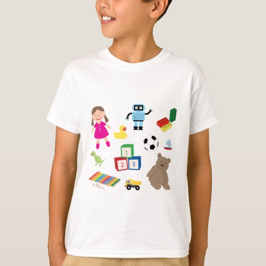 かわいい子ども玩具パターン Tシャツ (正面)