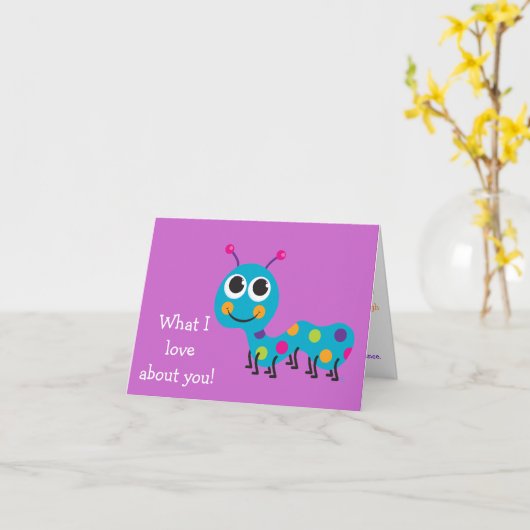 かわいい子ども用いもむしカパーソナライズされたード –  カード (黄色い花)