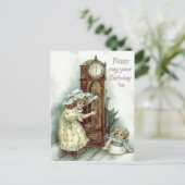 かわいい子ども祖父の時計子猫 ポストカード (スタンド正面)