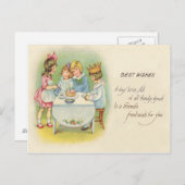 かわいい子ども誕生日パーティーケーキ インビテーションポストカード (正面/裏面)