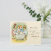 かわいい子ども誕生日パーティーケーキ インビテーションポストカード (スタンド正面)