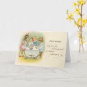 かわいい子ども誕生日パーティーケーキ カード (黄色い花)