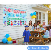 かわいい子ども踊りカラフルおめでとう卒業 横断幕