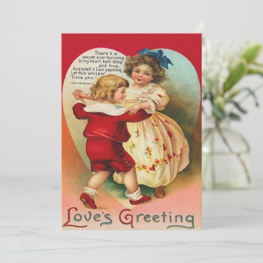 かわいい子ども踊りハート結婚式招待状 招待状 (スタンド正面)